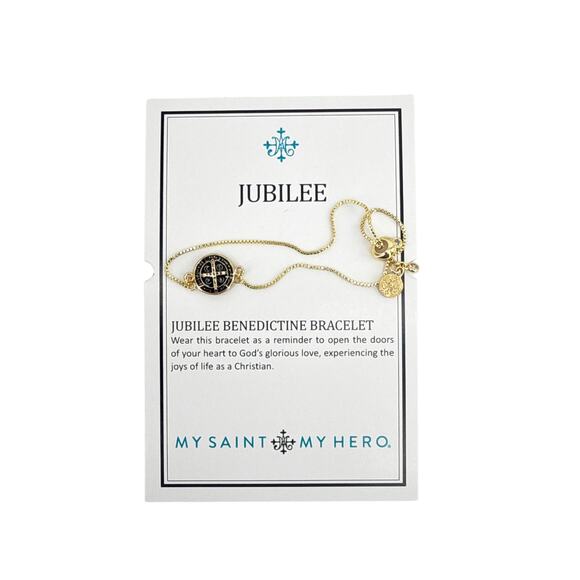 MY SAINT MY HERO Jubilee Benedictine Bracelet in Black & Gold - Picture 9 of 10